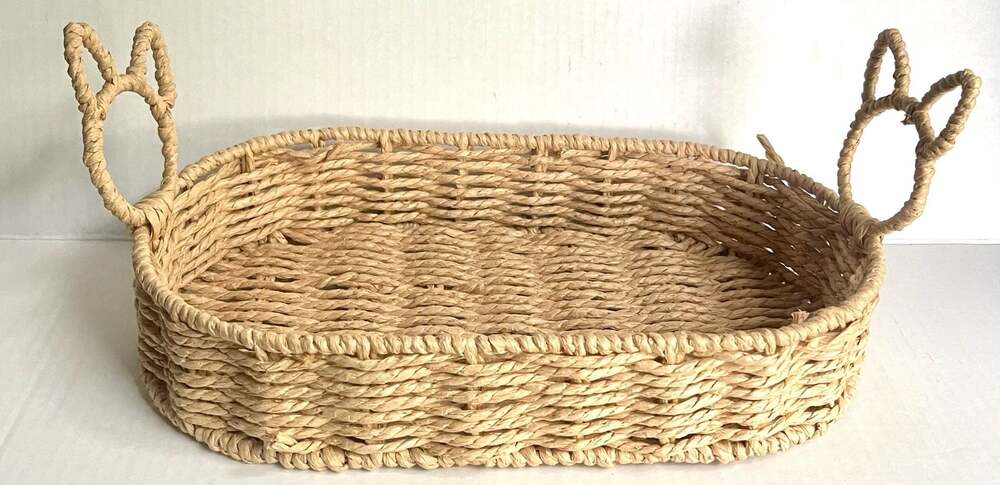 Oval Woven Seagrass Serving Tray with Loop Handles